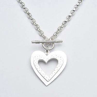 sterling silver heart toggle necklace