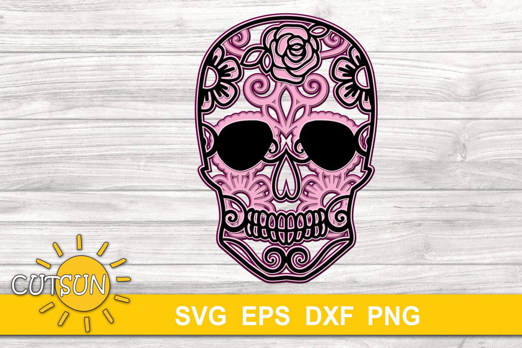 Download 3d Layered Sugar Skull Mandala Svg Halloween Layered Svg So Fontsy