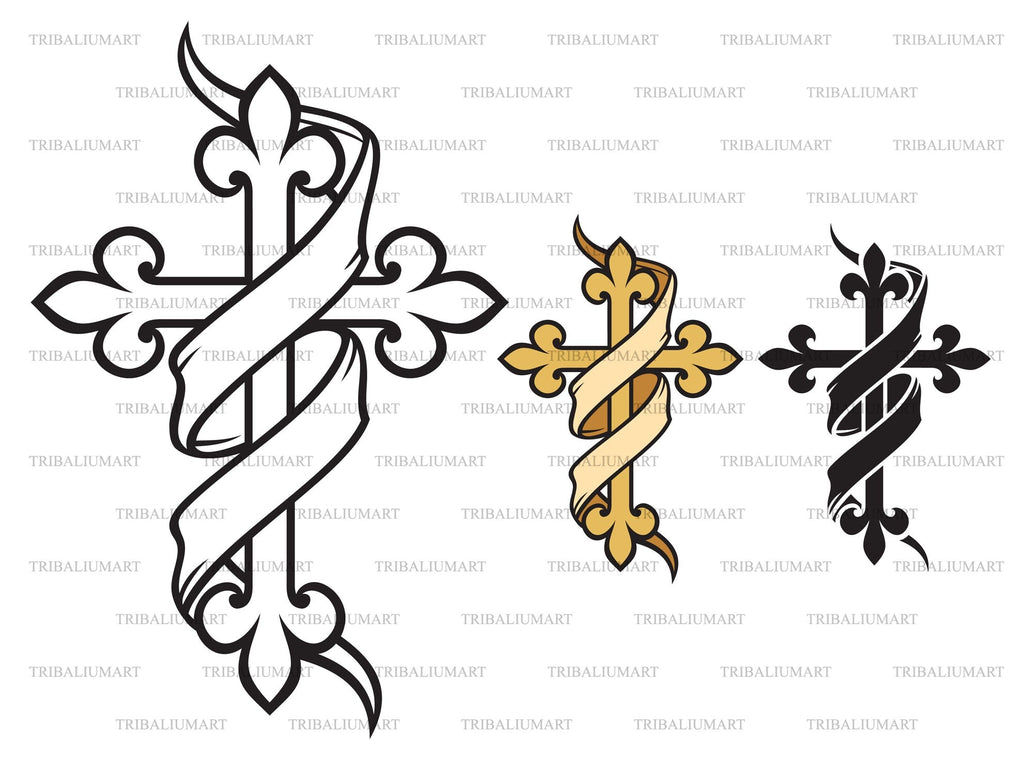 Cross And Banner Drawings
