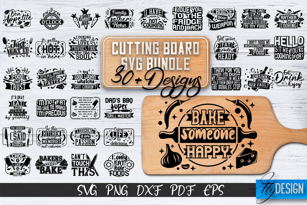 Cutting Board SVG Bundle | Kitchen Design SVG | Funny Quotes - So Fontsy