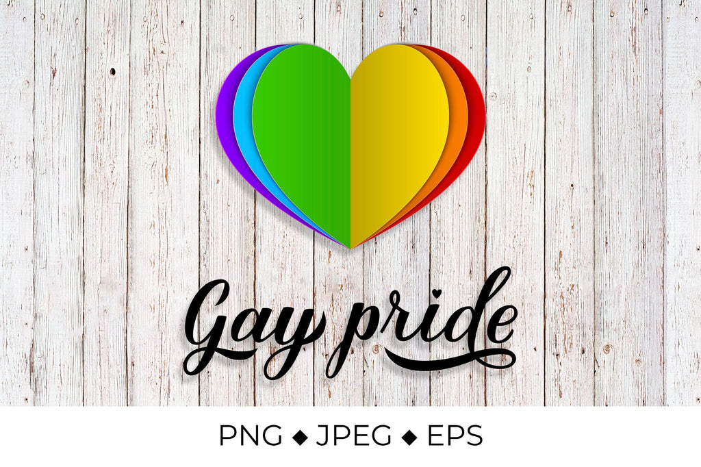 Gay Pride Calligraphy Hand Lettering With Rainbow Paper Cut Heart So Fontsy