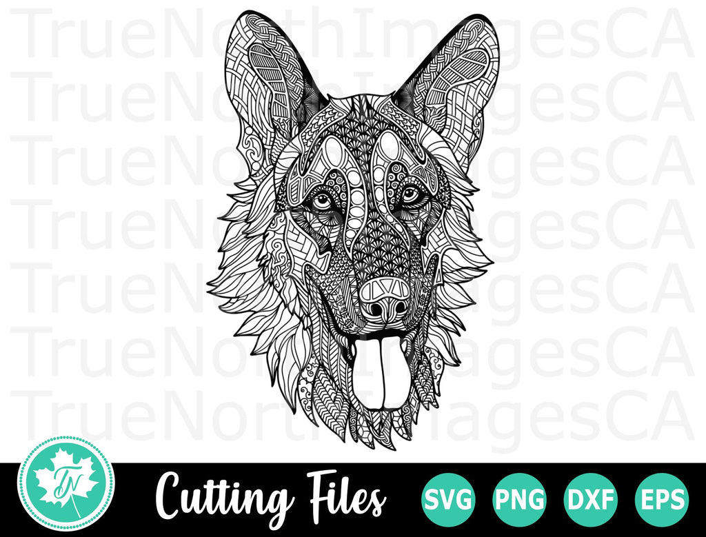 German Shepherd SVG | Zentangle SVG | Mandala SVG - So Fontsy