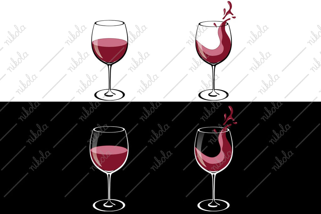 Glass of Wine Vector Clipart PNG SVG PDF - So Fontsy
