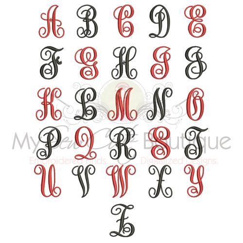 Vine Fancy monogram embroidery digital font Monogram font BX format. Vine machine embroidery font