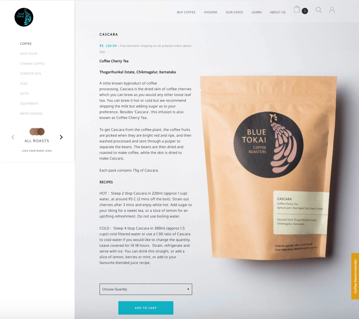 sell coffee online product pages