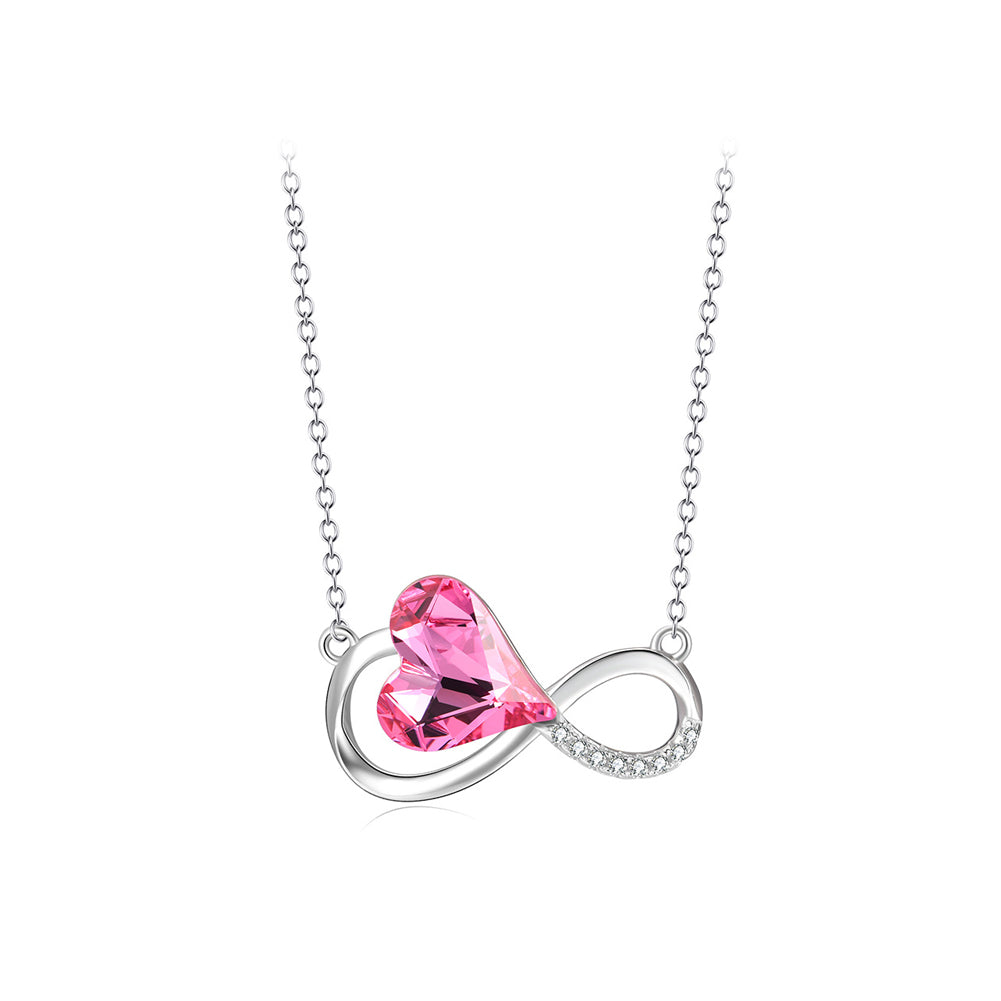 Sterling Silver 925 Heart And Infinity Drop Necklace