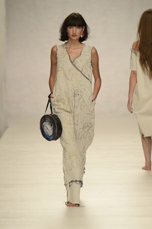 Claire Barrow Spring/Summer 2014 Look 3 Moon embroidered cotton drill jumpsuit