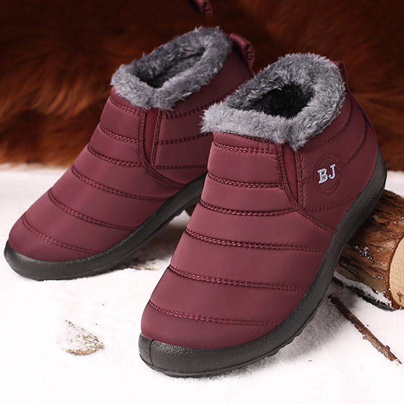 fur lined ankle snow boots