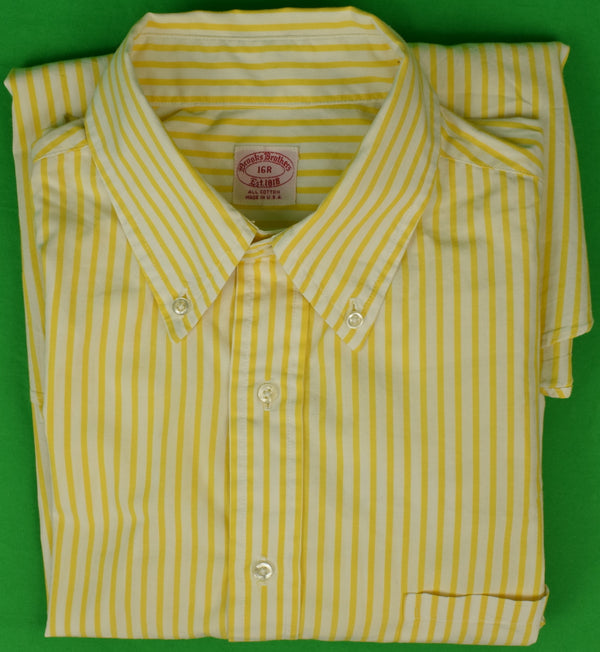 Brooks Brothers Yellow Bengal Stripe BD Shirt Sz 16R