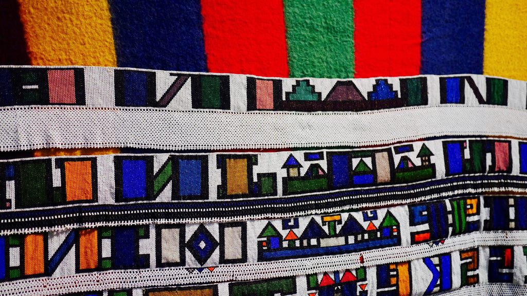 Irari / Marriage blanket, in glass beads on woolen blanket, by an unknown Ndebele artist, circa 1960
