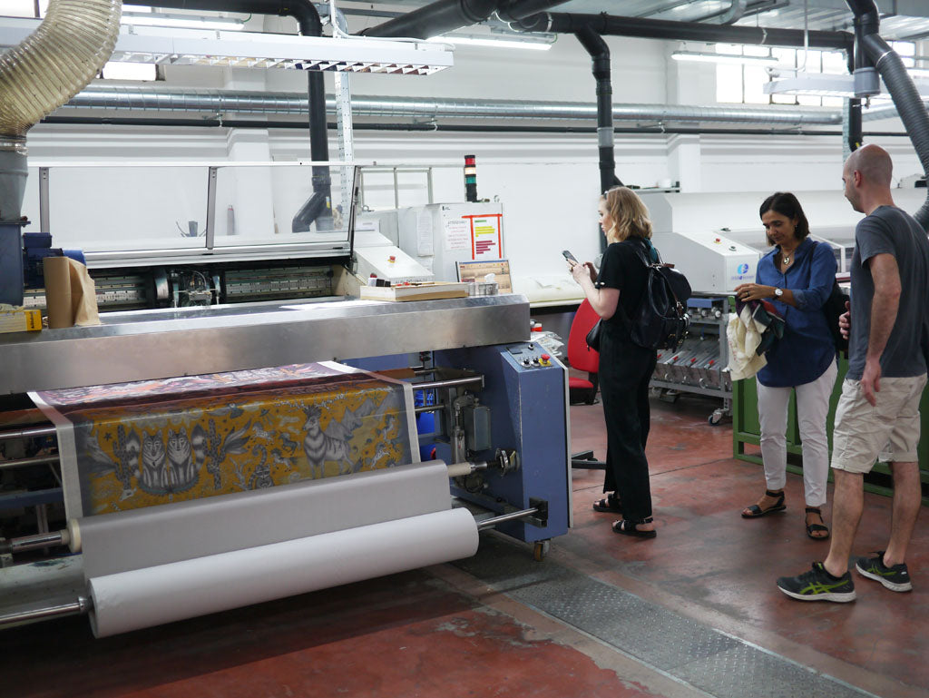 Arriving into the hi-tech print facility to see our Wild West design in production! 