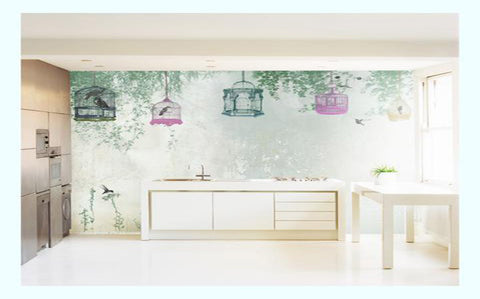 Hand Drawn Garden Birdcages Wallpaper Design from 55MAX