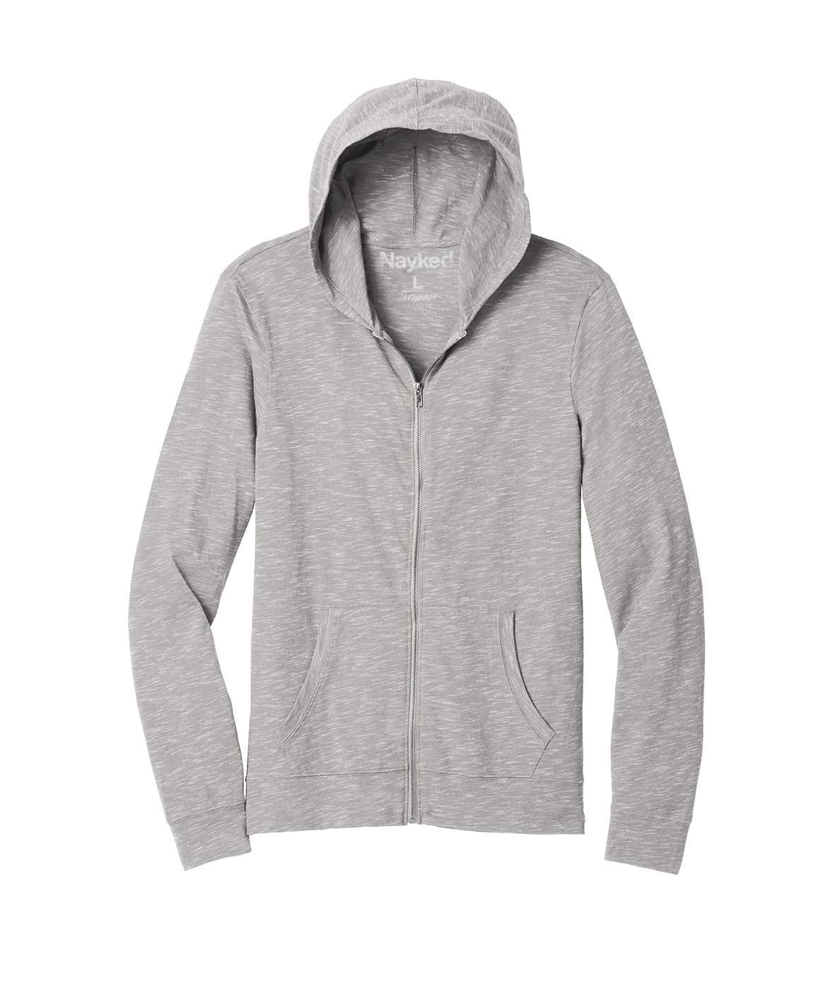 Nayked Men's Ridiculously Soft Lightweight Full-Zip Hoodie, Size: 3XL, Gray