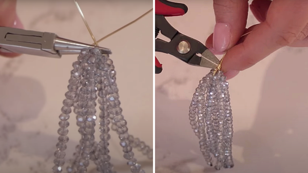 combining beaded sections with wire to create body of tassel