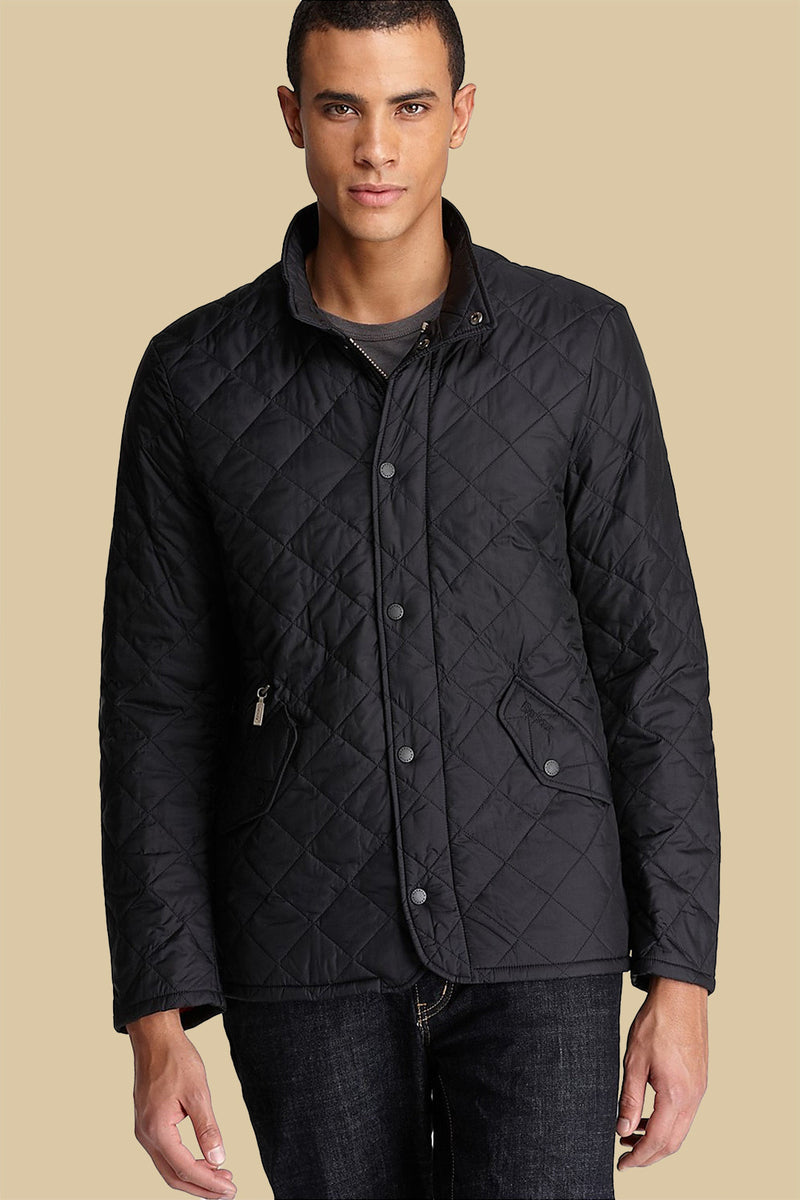 barbour chelsea quilted jacket black