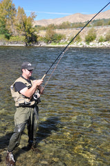 FISH ON! Mike hooked up to a screamer on the Wenatchee. His first Spey rod experience combined with his first steelheading experience… not a bad start to a certain addiction!