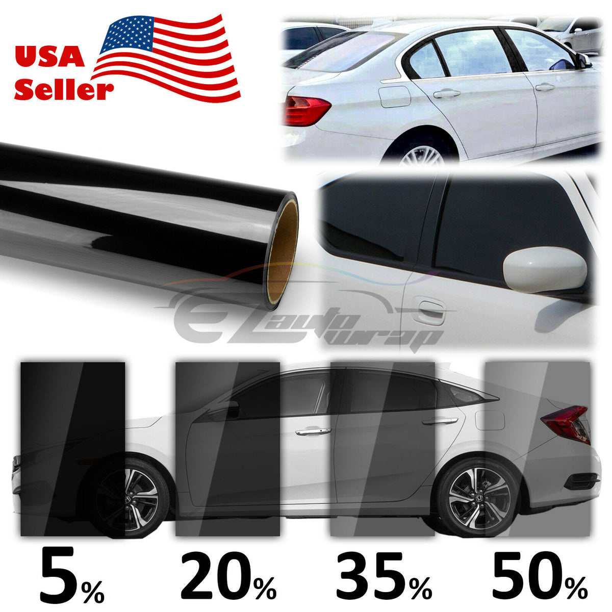 OTOLIMAN OtoLimanPrime Uncut Roll Window Tint Film UV%15 Dark Black 20 Inchx20Ft 20inc x 240inc Car Home Office Glass Scratch Resistant Film,for Privacy and Heat Reduction 