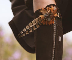 feather boots tassels