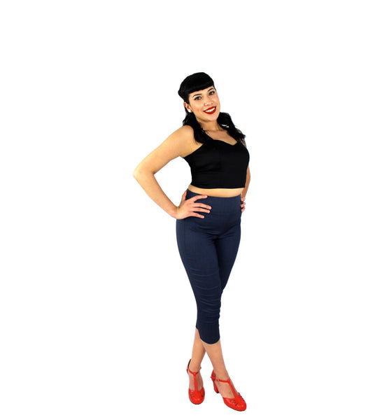 Indigo Blue High Waisted Capri Pants