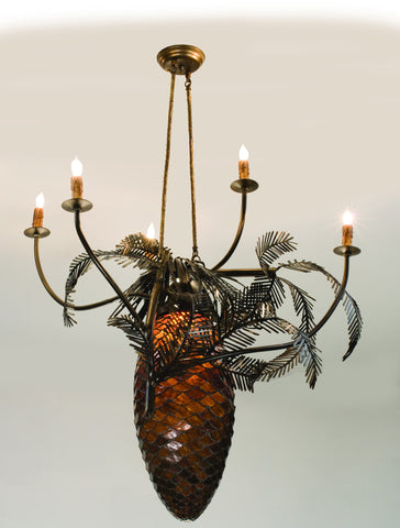 29.5"W Pinecone 5 Arm Chandelier 12363