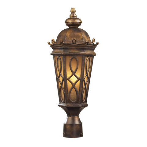 Burlington Junction 2 Light Outdoor Post Light In Hazlenut Bronze And Amber Scavo Glass