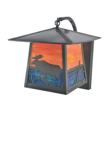 12"W Stillwater Moose At Lake Curved Arm Wall Sconce