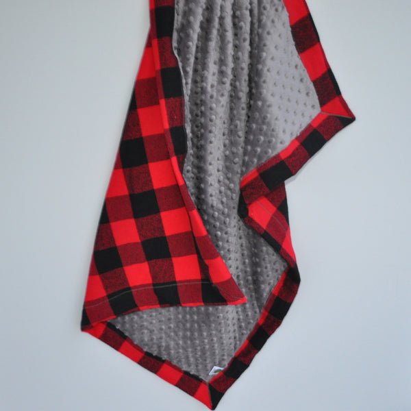 Buffalo Plaid Baby Blanket with Gray or 