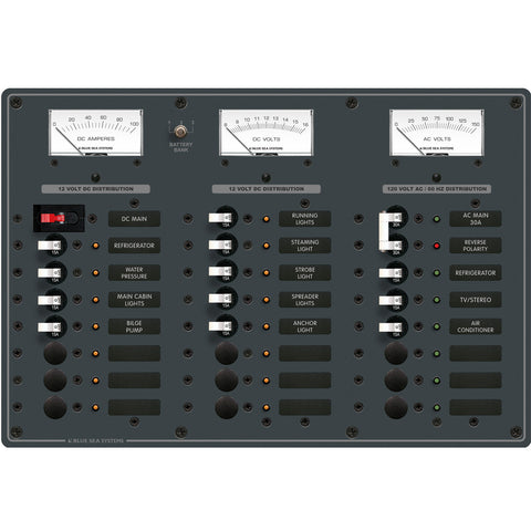 Blue Sea 8084 AC Main +6 Positions/DC Main +15 Positions Toggle Circuit Breaker Panel (White Switches) - Reel Draggin' Tackle