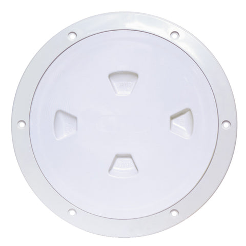 Beckson 8" Smooth Center Screw-Out Deck Plate - White - Reel Draggin' Tackle
