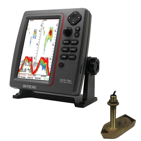 SI-TEX SVS-760 Dual Frequency Sounder 600W Kit w/Bronze Thru-Hull Temp Transducer - 307/50/200T-CX - Reel Draggin' Tackle