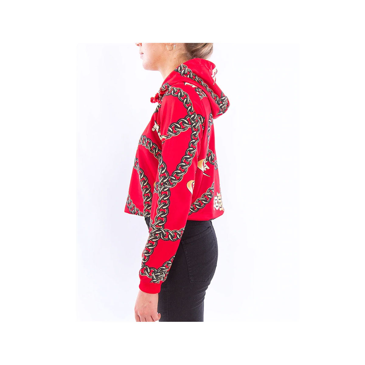 Nike Women's Sportswear Cropped Chain Printed Hoodie Red