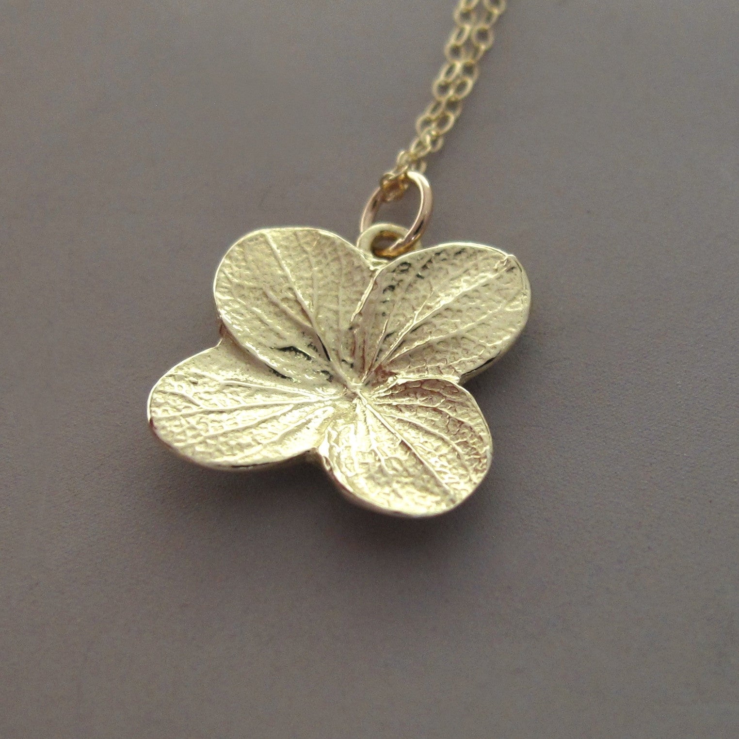 Hydrangea Flower Necklace in 14k Yellow Gold  Elizabeth Scott Jewelry