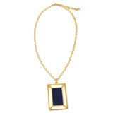 double rectangle pendant necklace (navy)