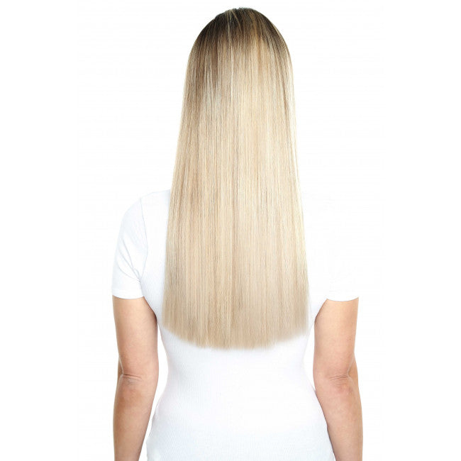 18" Beauty Works Deluxe Remy Instant Clip-In Extensions Pure Platinum 60a