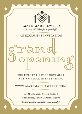 Golden Ticket - Make Made Jewelry's Grand Opening