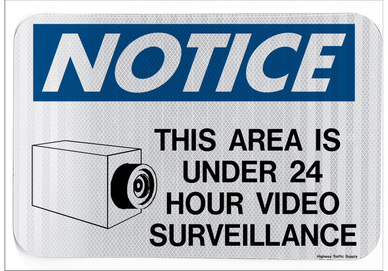 Wall Metal Sign Fence NOTICE This Area is 24 Hour Video Surveillance 