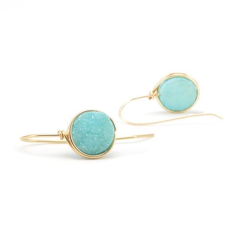 aqua druzy earrings