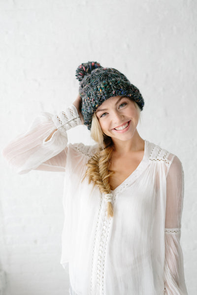Knit Collage Snow Bunny Cable Beanie Hat