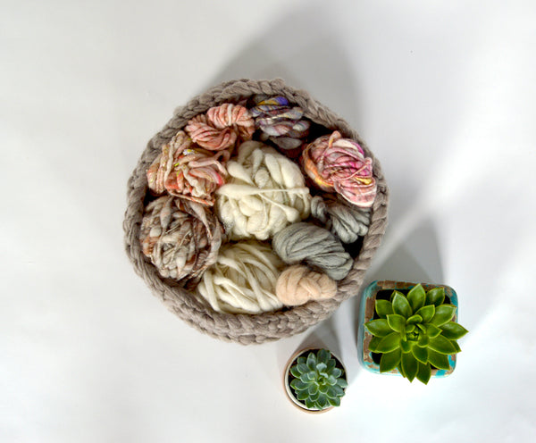Chunky Crocheted Baskets Knit Collage