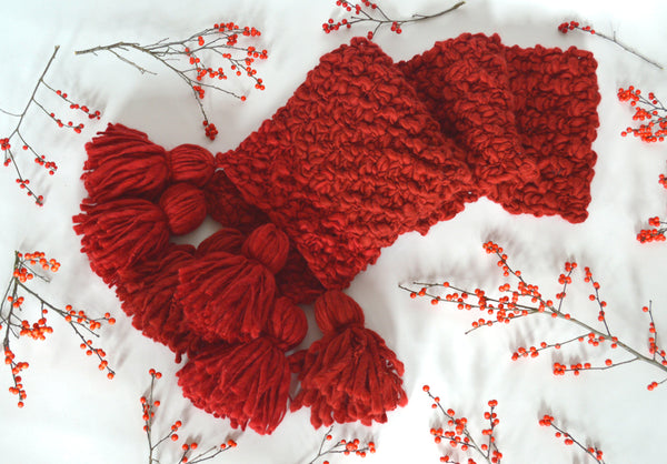 Knit Collage Mistletoe Tassel Scarf Knitting Pattern