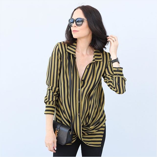 Fifideluxe Gold Hawk Silk Stripe Top