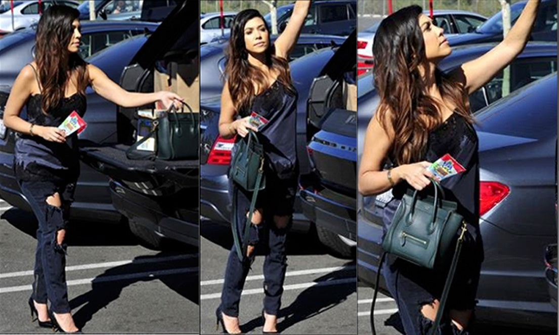 Kourtney Kardashian Gold Hawk Lace Silk Cami