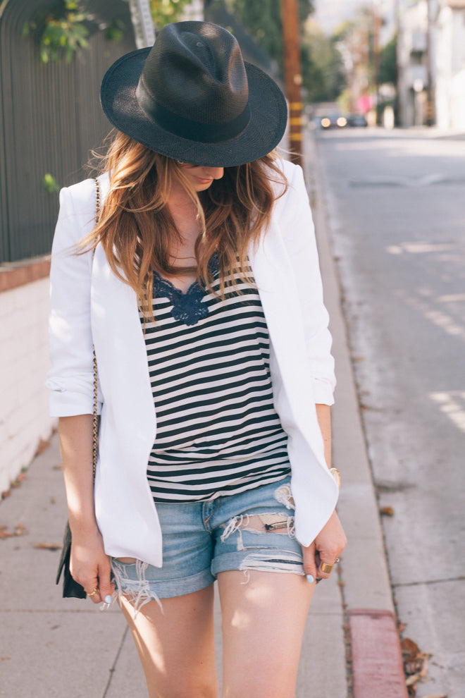 The Life Styled Gold Hawk Silk Stripe Cami