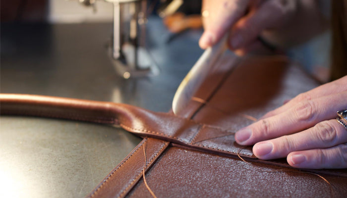 Cutting the Lotuff Leather Working Tote