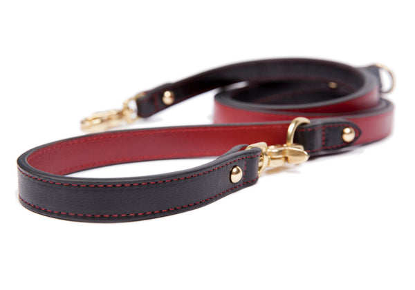 red leather dog leash