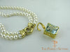 Pearl Necklace 18K Gold Aquamarine Pendant