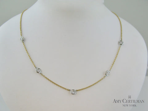 bezel diamond necklace with Lab Cultured diamonds
