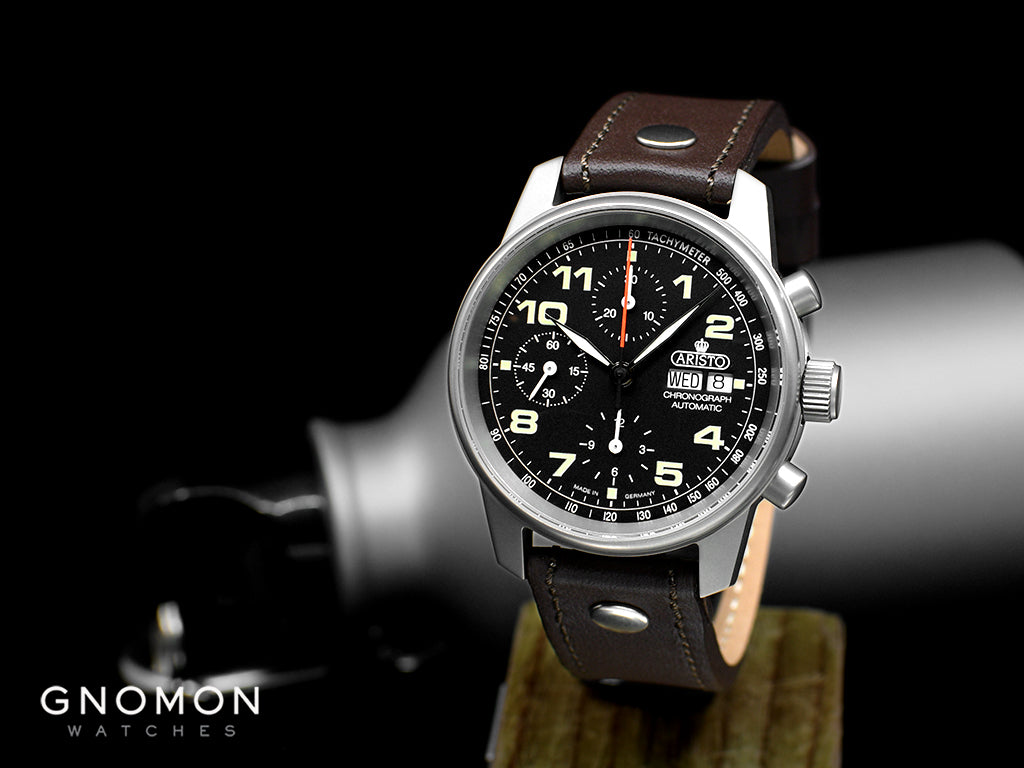 Aristo 7H186 Swiss Valjoux 7750 Automatic Chronograph Aviator Watch