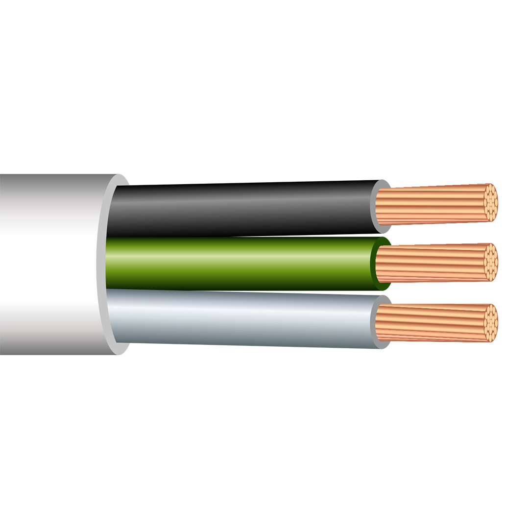 16/3 AWG UL 1426 6 Feet Triplex Flat Marine Wire The Real Thing Tinned Copper Boat Cable White PVC Jacket 