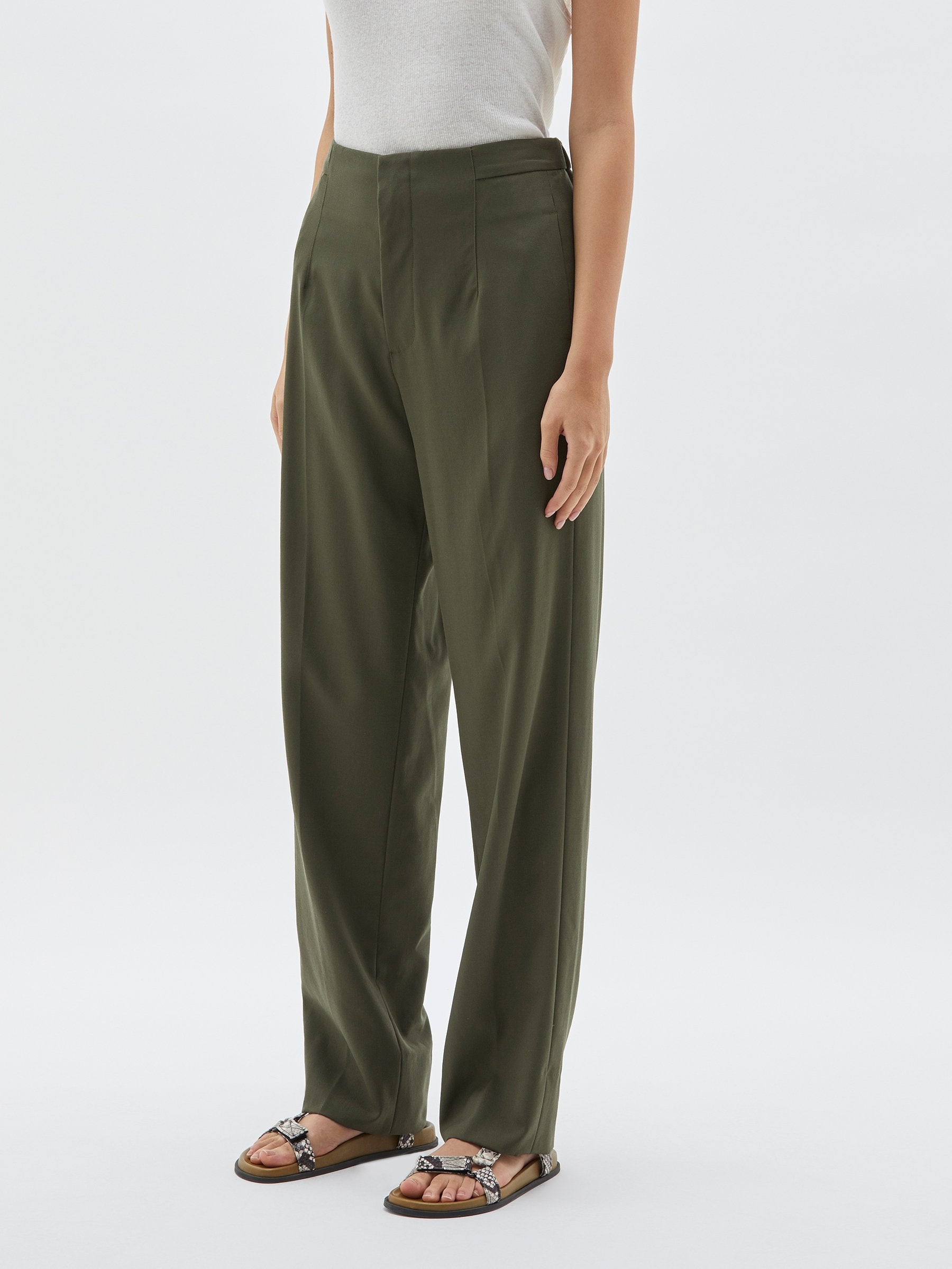 Bassike Womens Pants Bassike | Wool Triacetate Pintuck Pant - Black